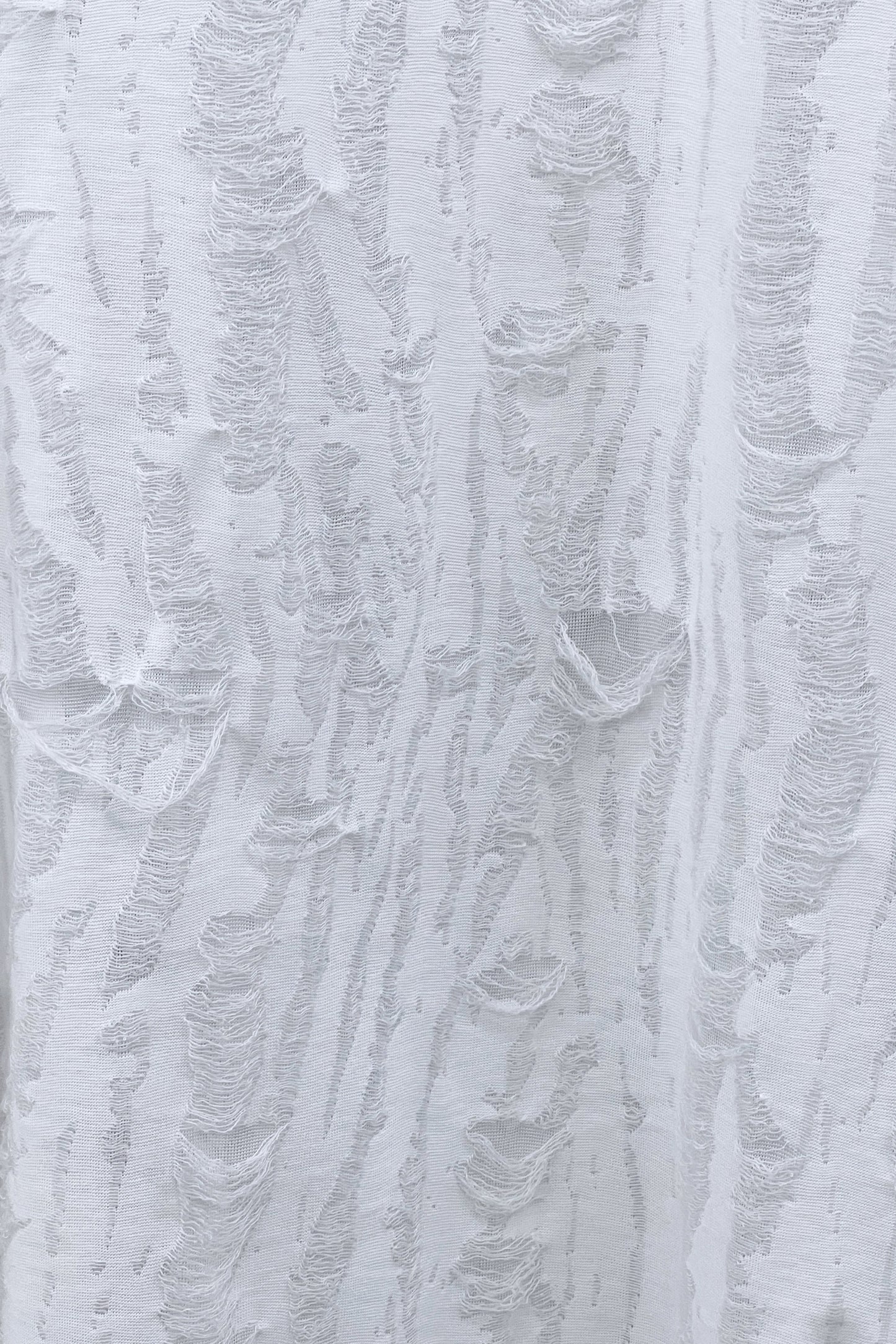 DECONSTRUCTED LONGSLEEVE TEE — WHITE TEXTURED HOLES