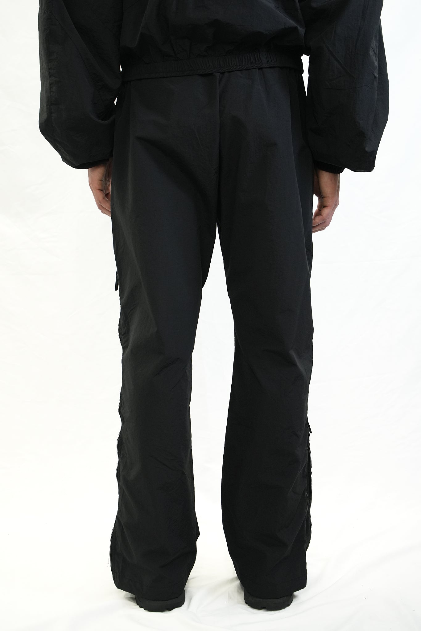STRAIGHT-LEG TRACK PANTS WITH SIDE ZIPPERS BLACK