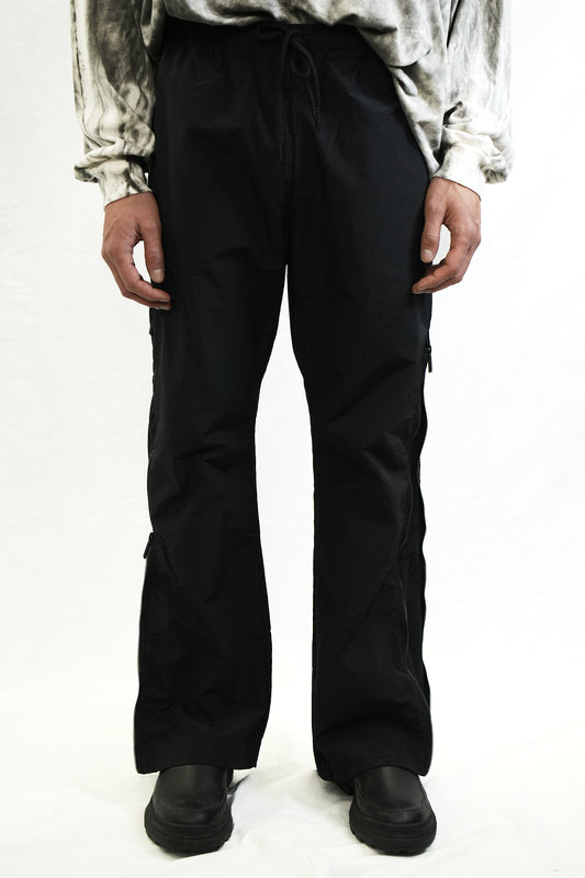 STRAIGHT-LEG TRACK PANTS WITH SIDE ZIPPERS BLACK