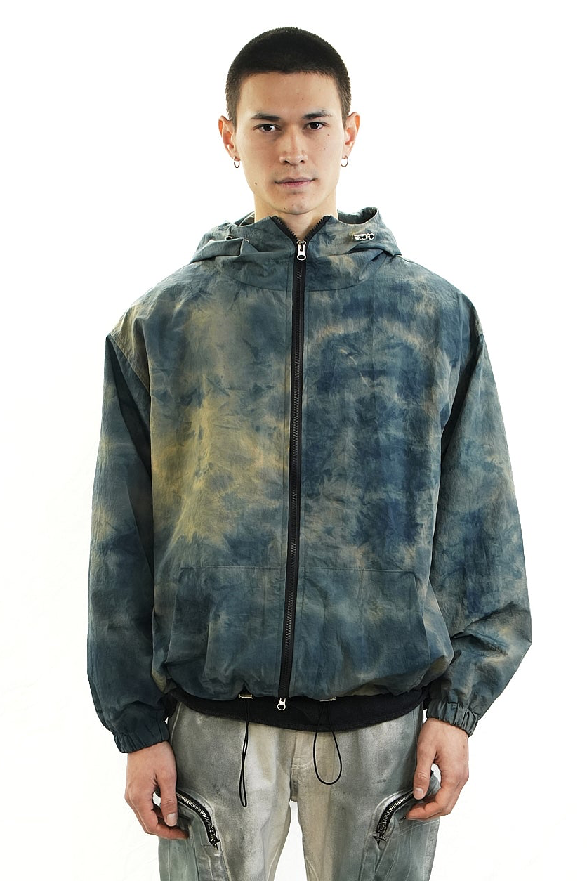 BLUE MOSS HAND-DYED HOODED JACKET