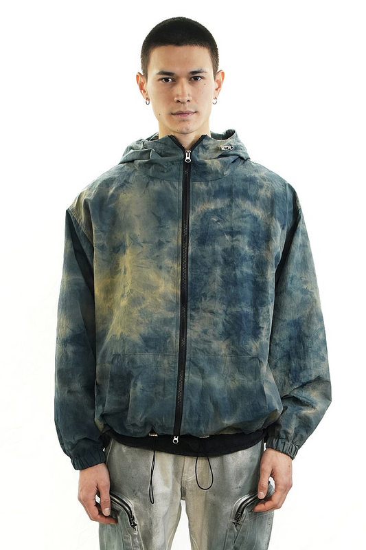 BLUE MOSS HAND-DYED HOODED JACKET