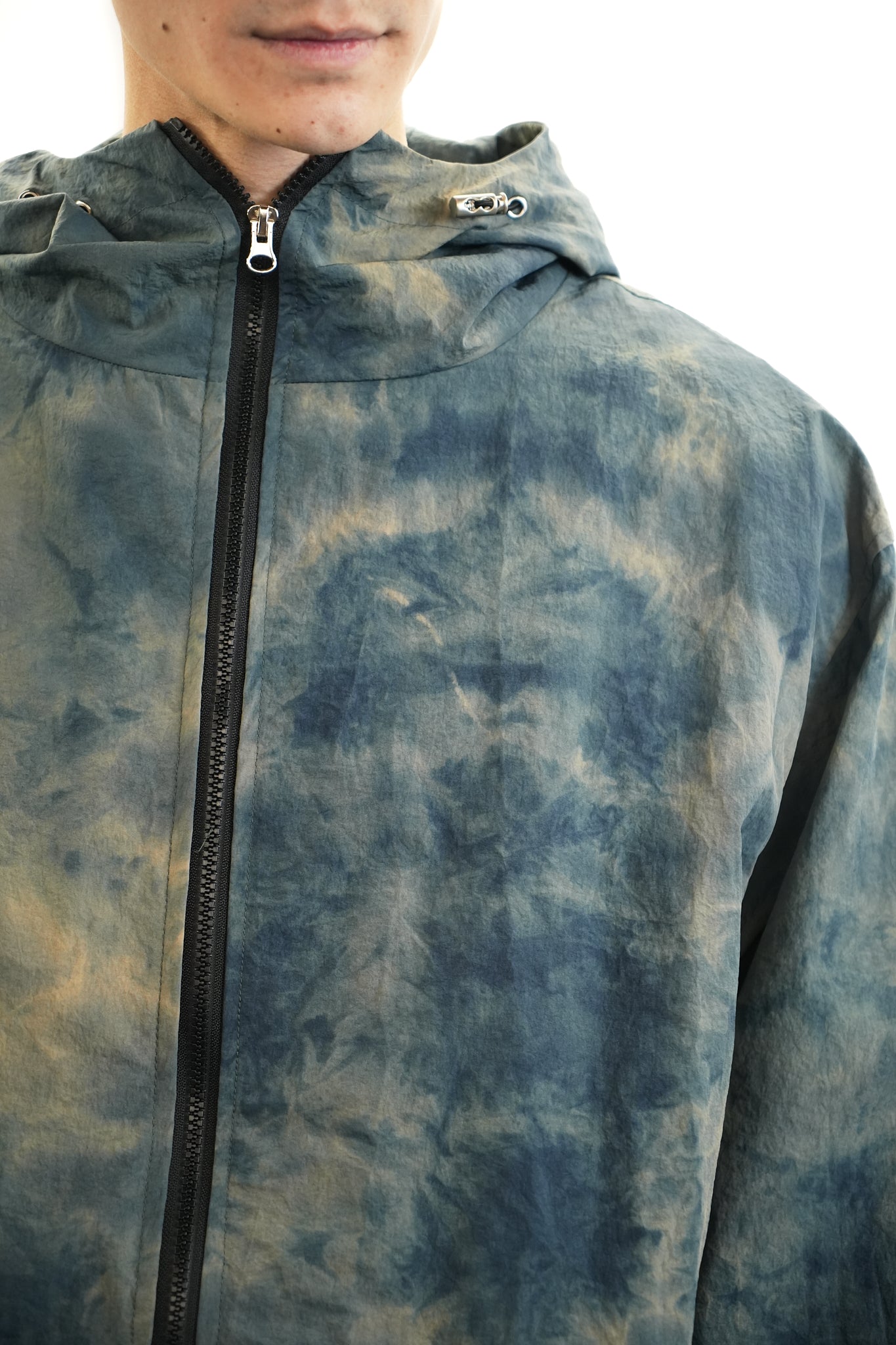 BLUE MOSS HAND-DYED HOODED JACKET