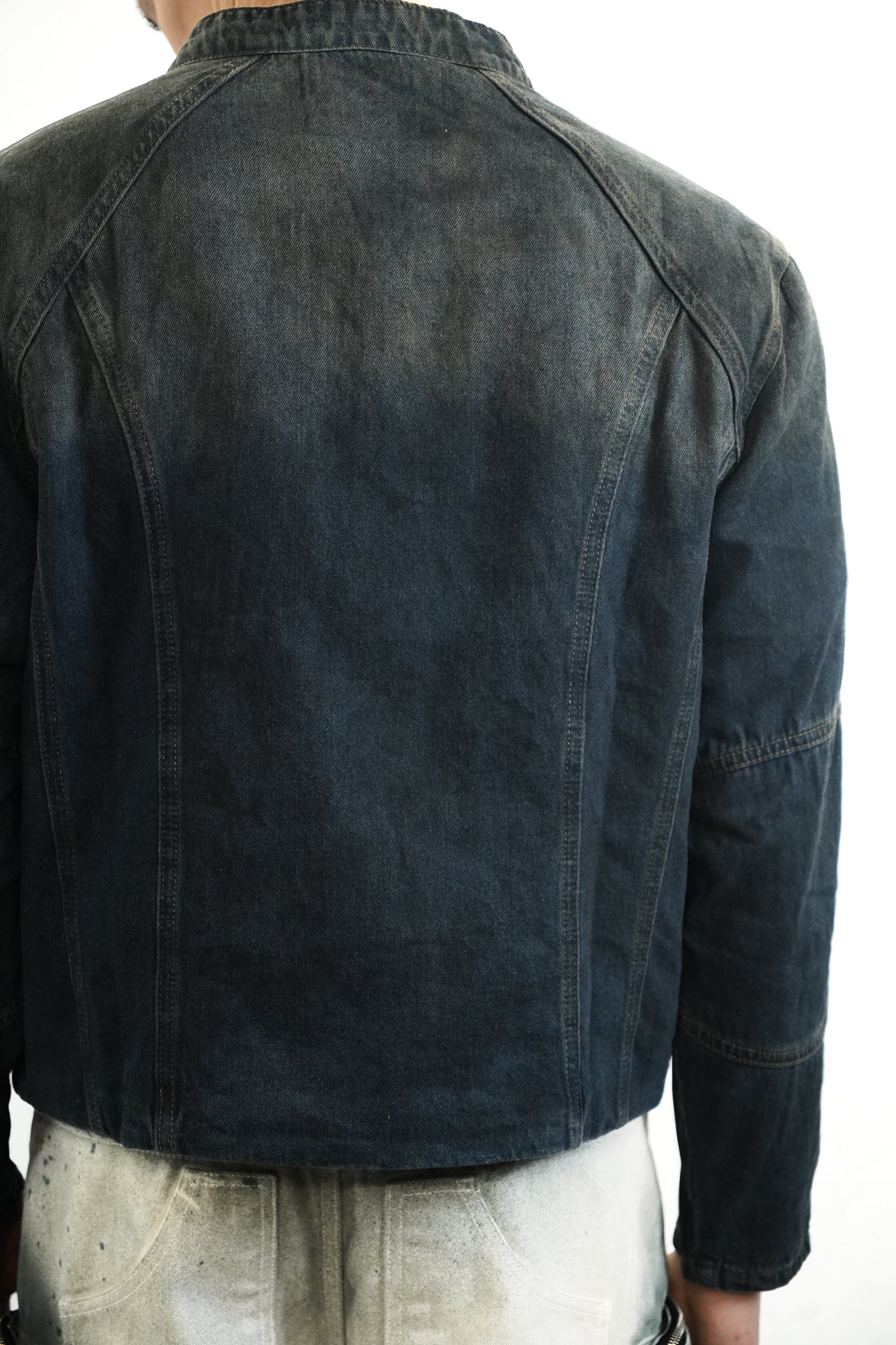 WASHED DENIM ZIP JACKET