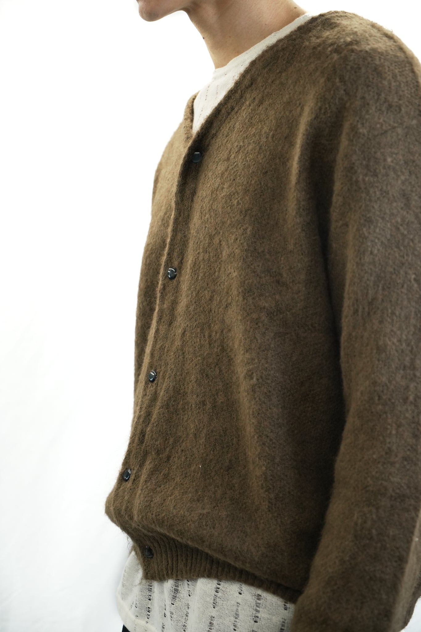 BROWN MOHAIR CARDIGAN
