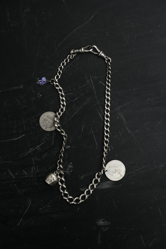 COWBELL CHARM ALBERT CHAIN — STERLING SILVER 925 (28G)
