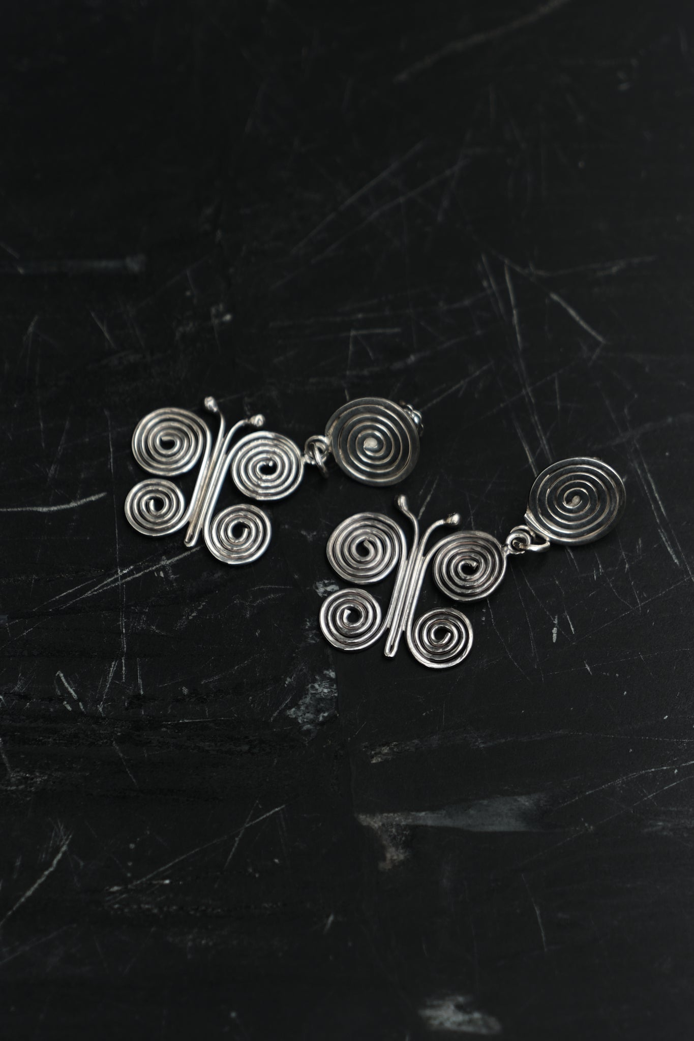 BUTTERFLY SPIRAL STUD EARRINGS — STERLING SILVER 925 (15G)