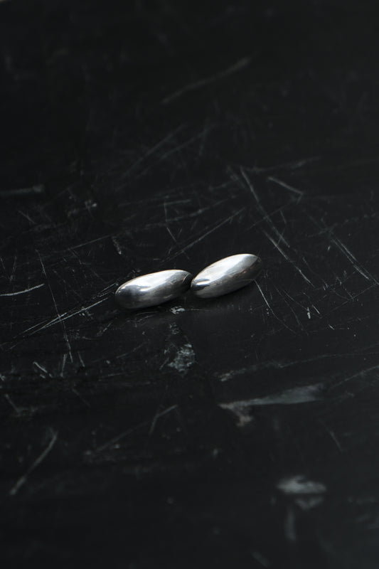 OVAL STUD EARRINGS — STERLING SILVER 925 (3G)