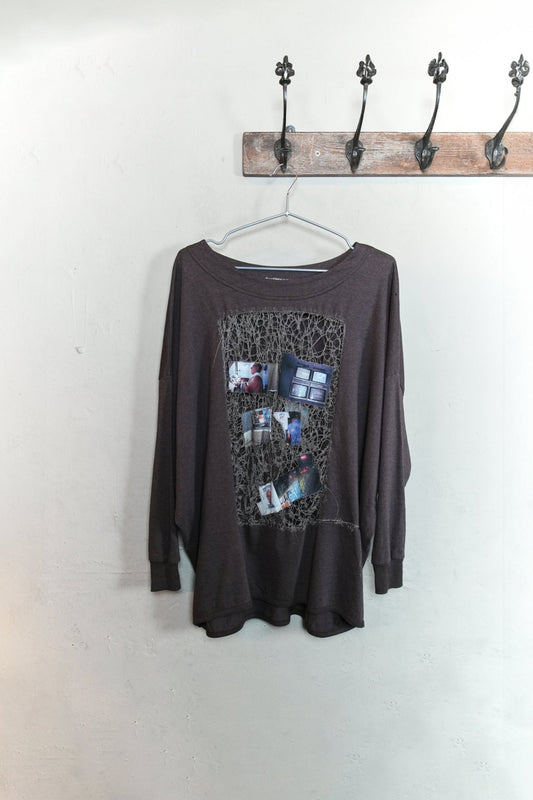 HAND-EMBROIDERED PHOTO PATCH LONG SLEEVE - BROWN