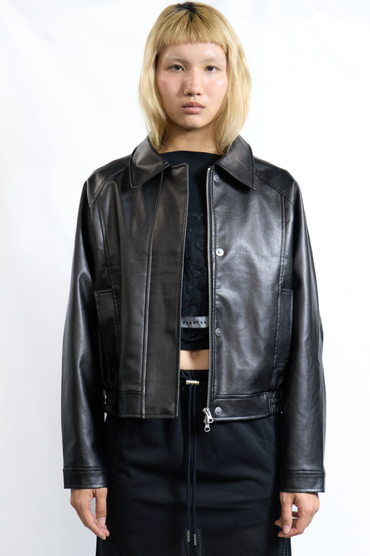 FAUX LEATHER BLOUSON JACKET BLACK