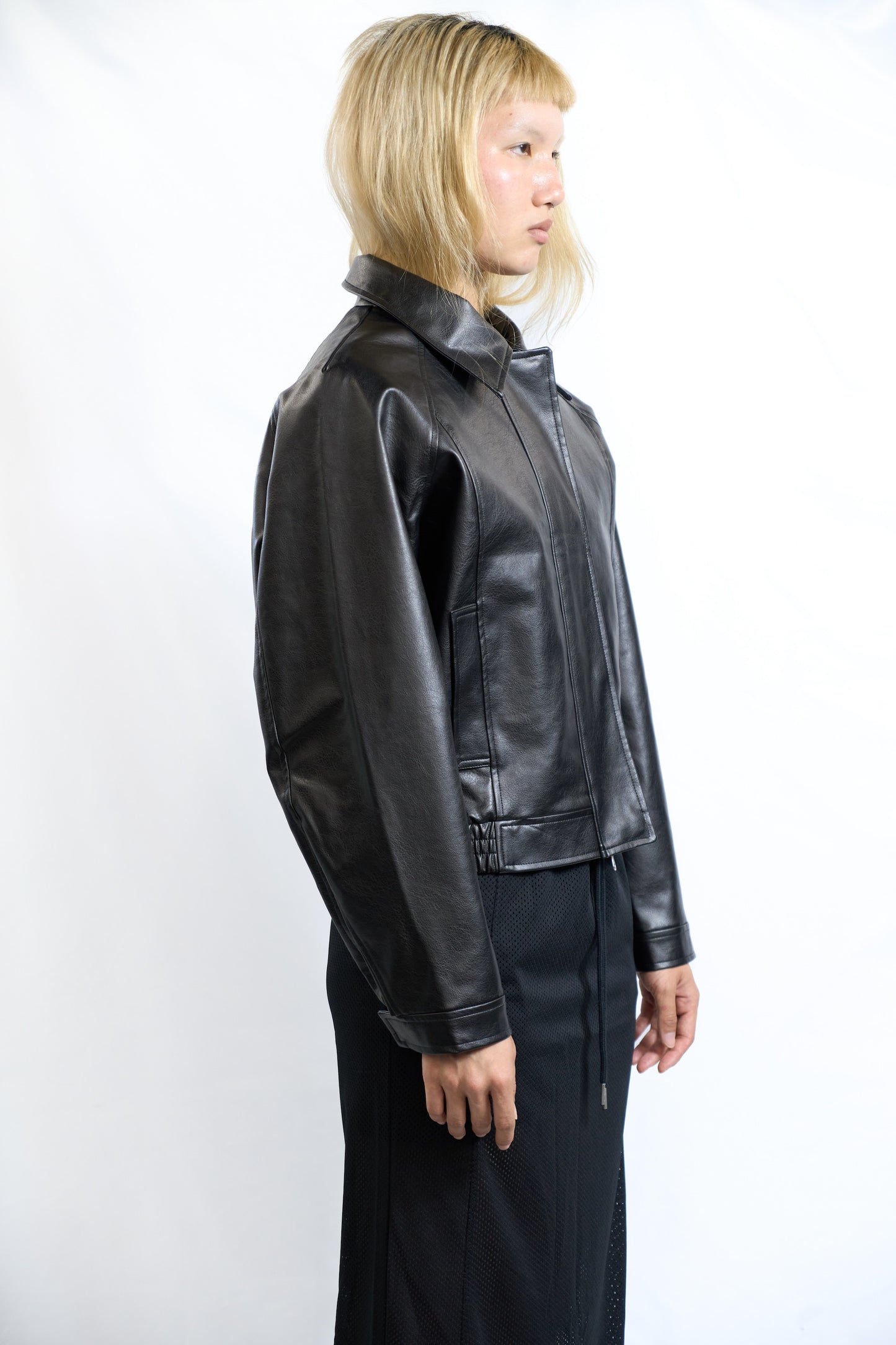 FAUX LEATHER BLOUSON JACKET BLACK