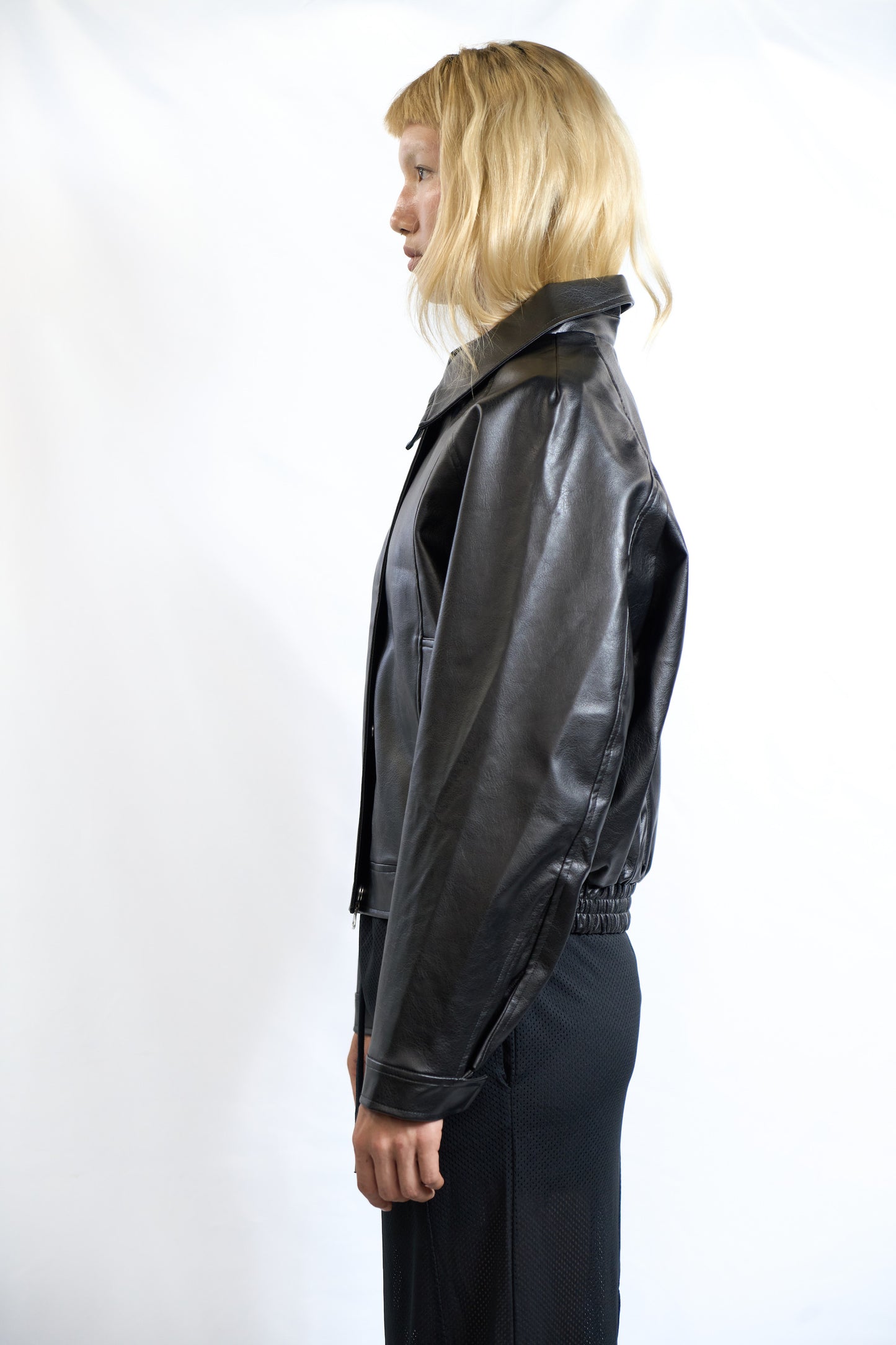 FAUX LEATHER BLOUSON JACKET BLACK