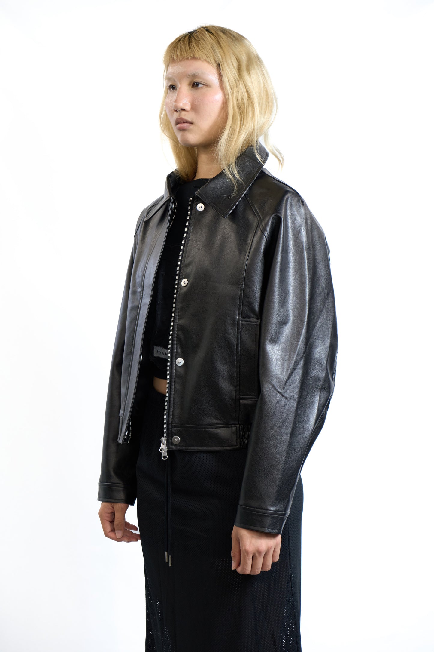 FAUX LEATHER BLOUSON JACKET BLACK