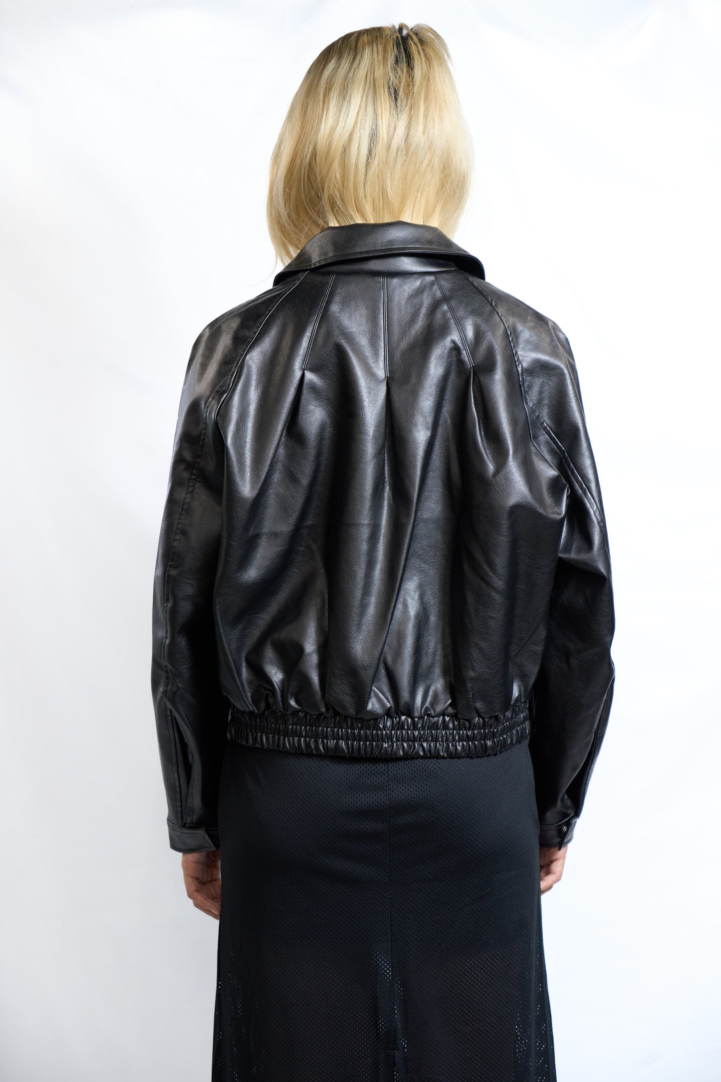 FAUX LEATHER BLOUSON JACKET BLACK