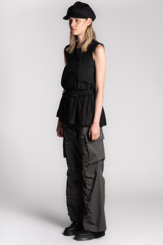 DARK GREY CARGO DRAWSTRING PANTS