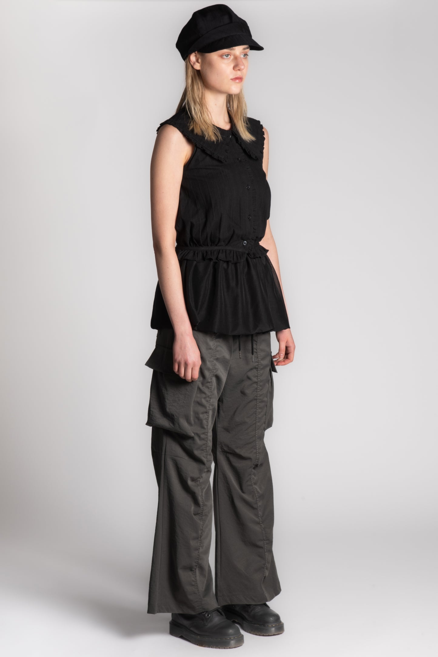 DARK GREY CARGO DRAWSTRING PANTS