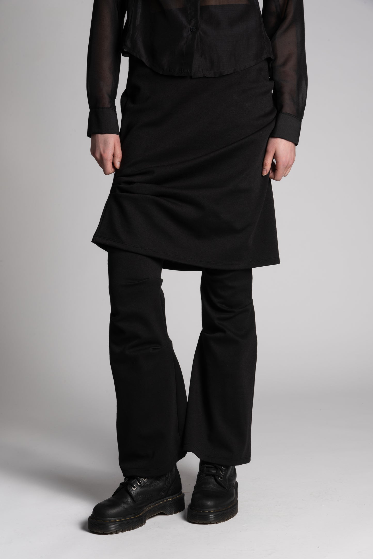 BLACK SKIRT LAYERED PANTS