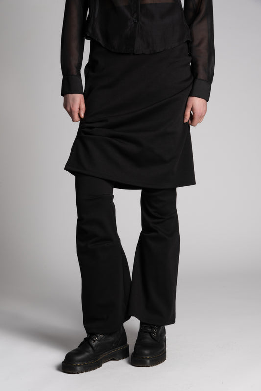 BLACK SKIRT LAYERED PANTS