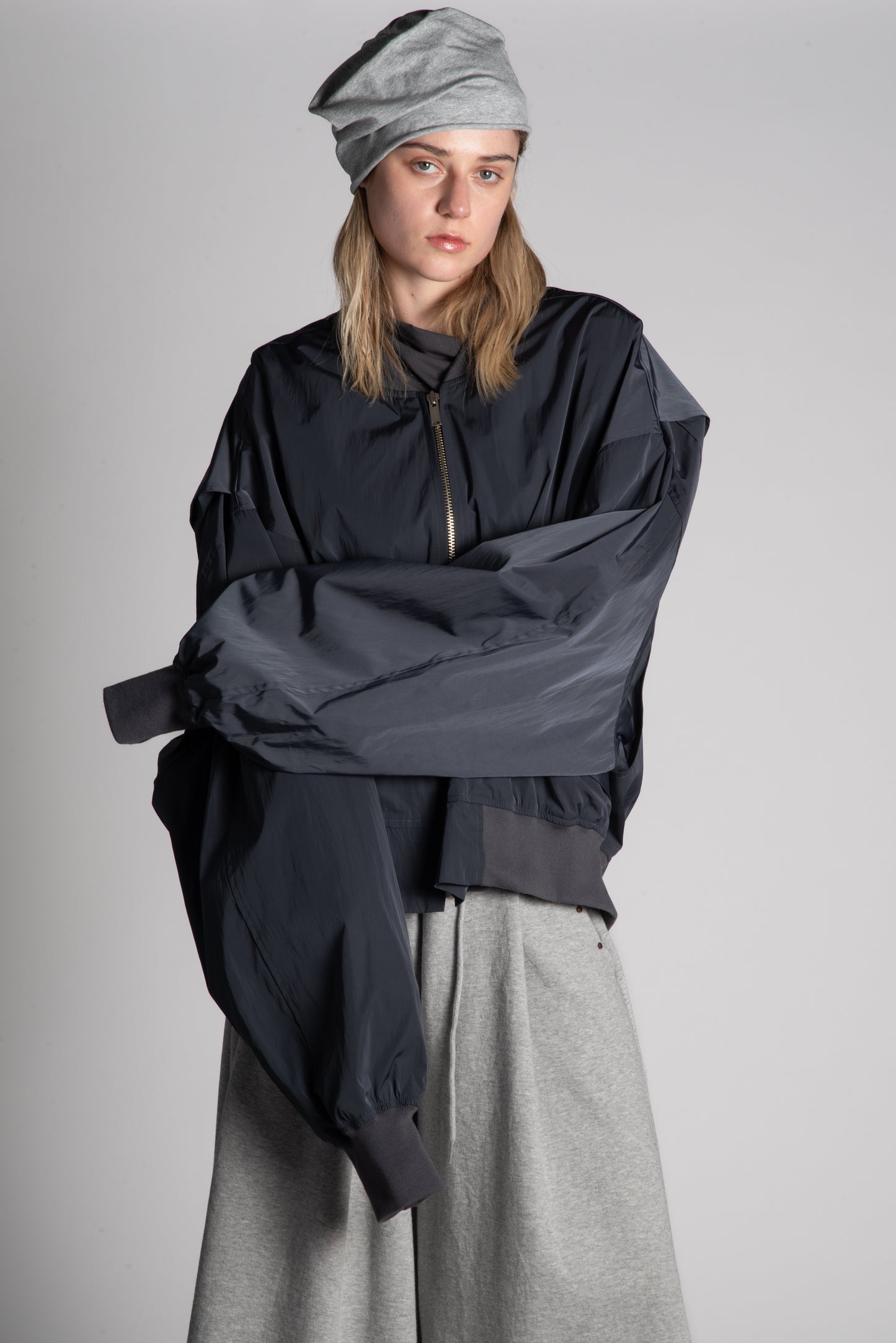 BLACK OVERSIZED ZIP BOMBER JACKET