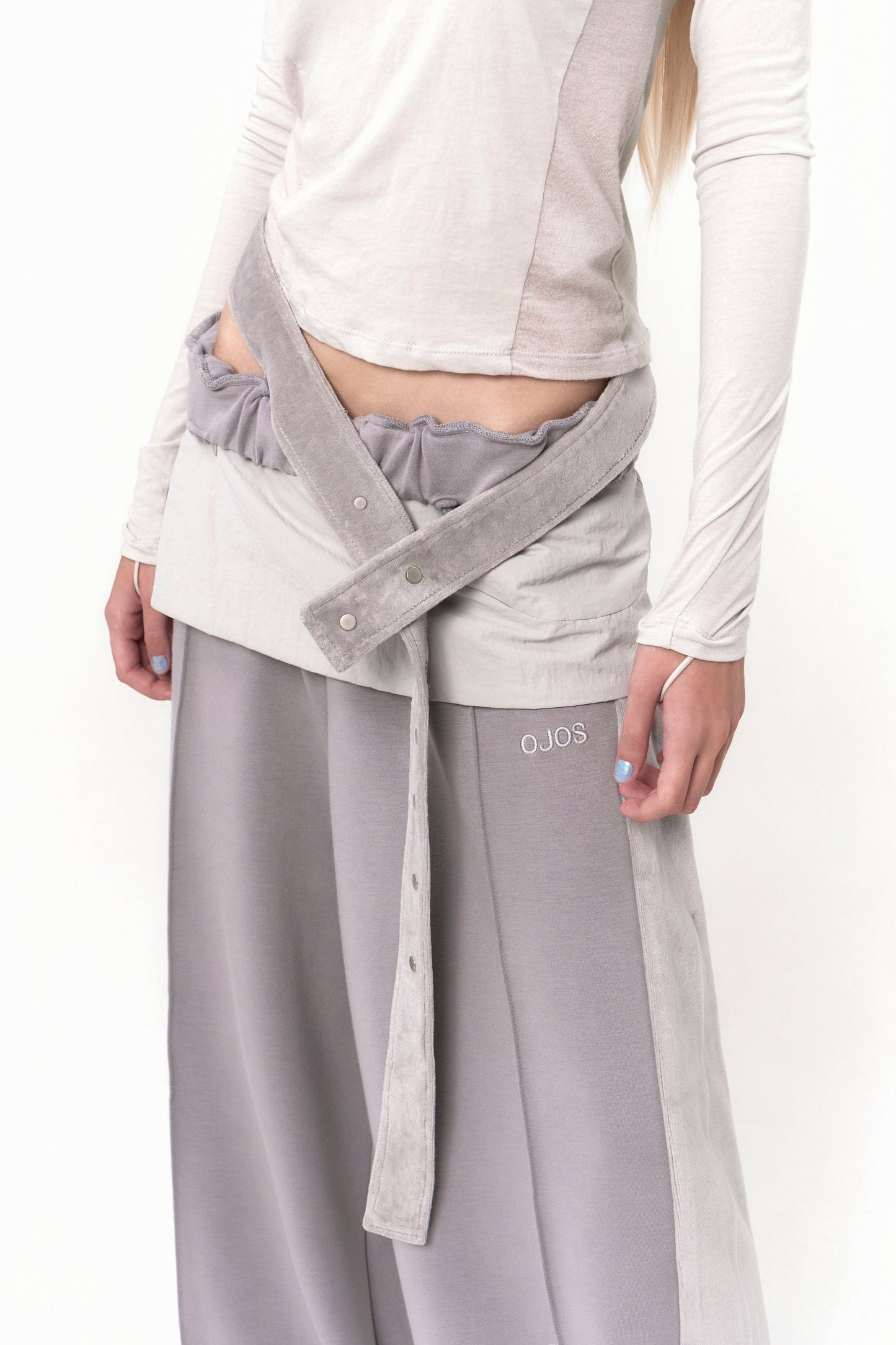 OJOS BELT WIDE SWEAT PANTS GREY