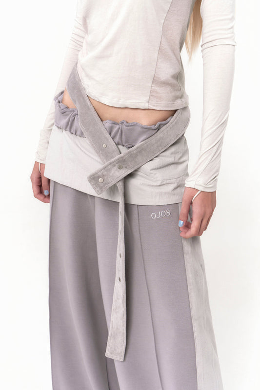 OJOS BELT WIDE SWEAT PANTS GREY
