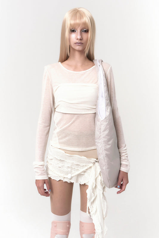 OJOS TUBE TOP LAYERED T SHIRT OFF WHITE
