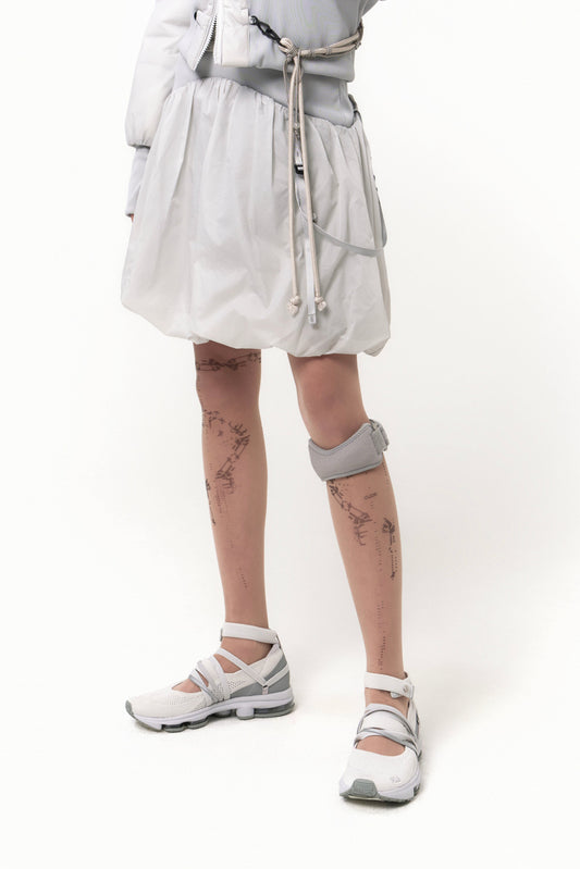 OJOS REVERSIBLE MIDI PADDED SKIRT GREY