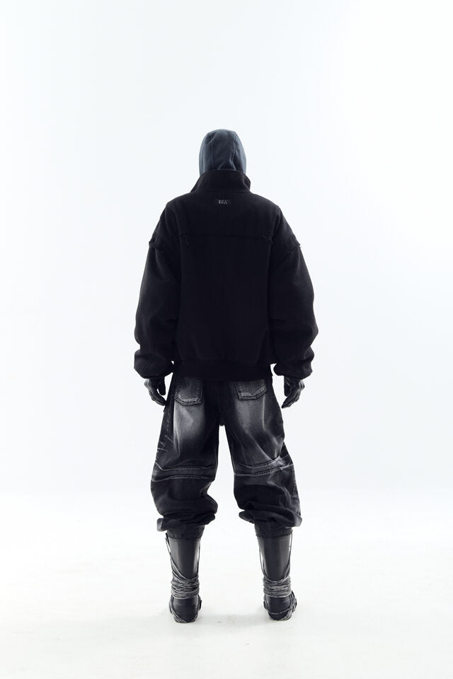 HEAVY TEXTURE WOOL LINEN PUFFER JACKET