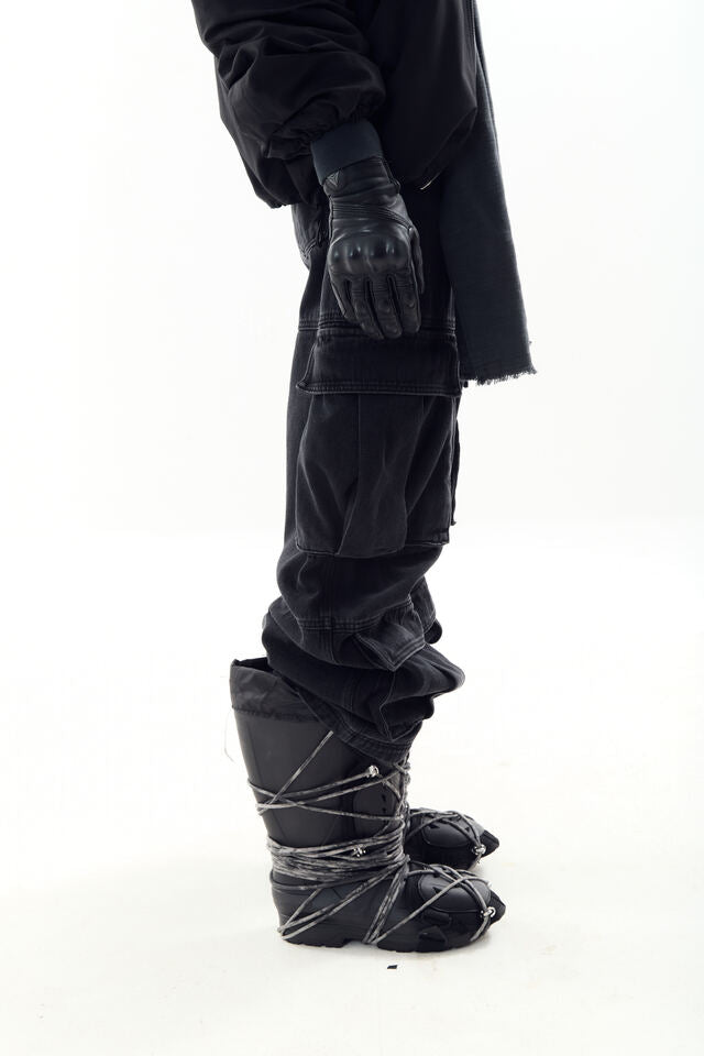 UTILITY CARGO WASHED DENIM PANTS (VERSION 2)