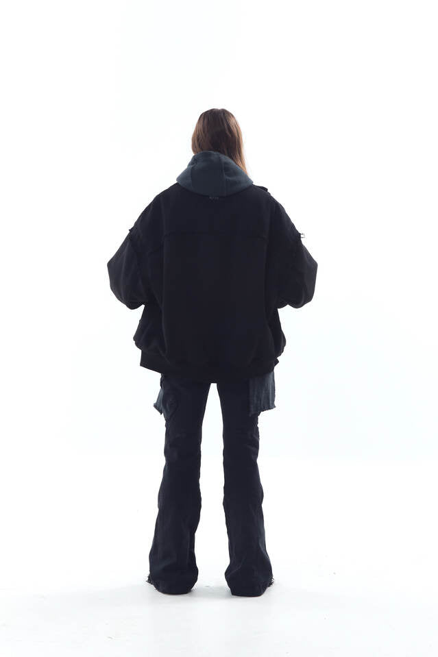 HEAVY TEXTURE WOOL LINEN PUFFER JACKET