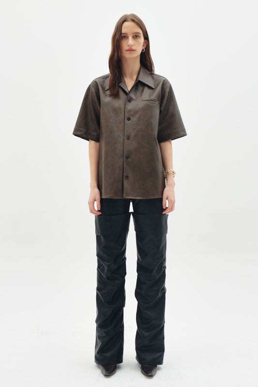 OCT31 FAUX LEATHER POCKET SHIRT