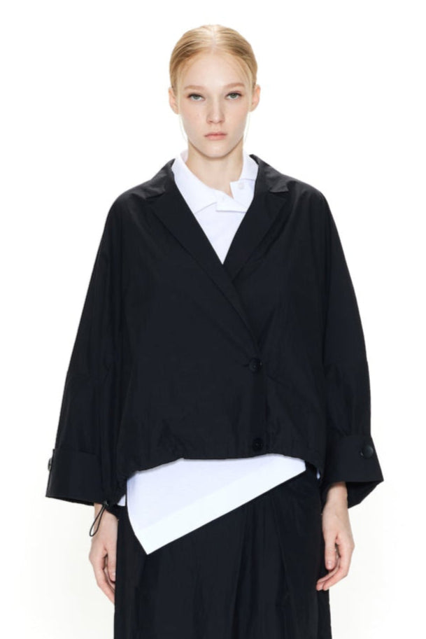 RECYCLED NYLON WIDE JACKET BLACK