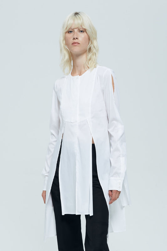 MALLONI WHITE SHIRT DRESS WITH SLITS