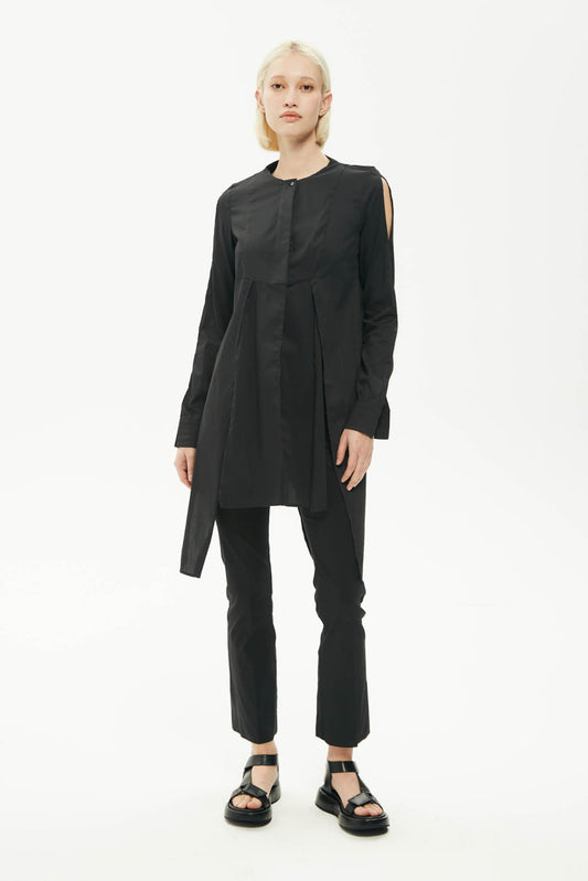 MALLONI BLACK SHIRT DRESS WITH SLITS
