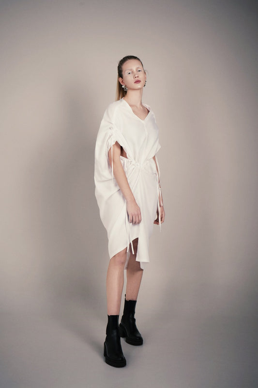 FLAT CUT DRAWSTRING DRESS