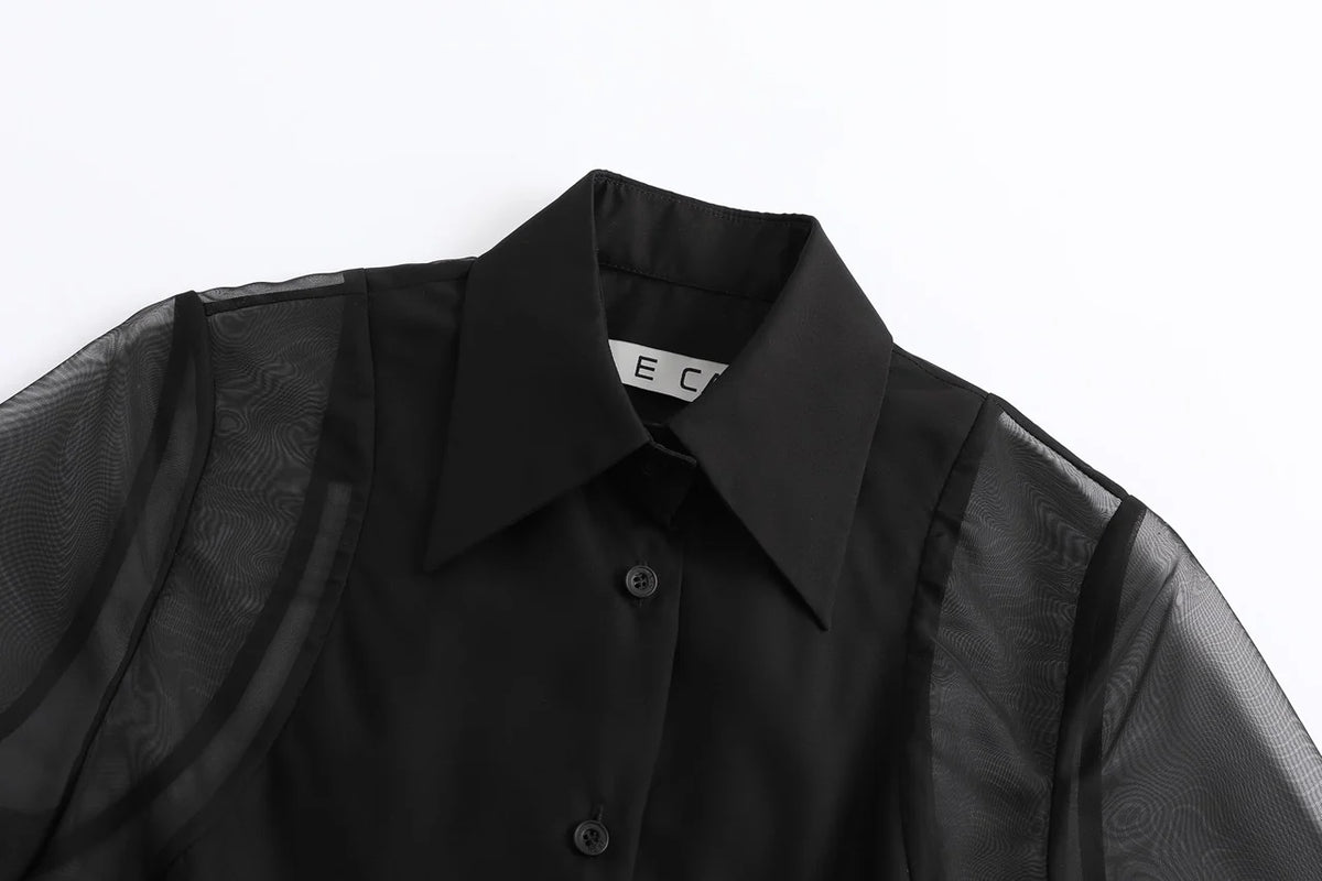 SHEER SHORT SLEEVE SHIRT TAILORED SLIM FIT