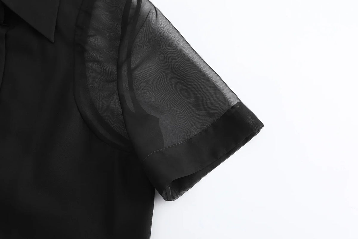 SHEER SHORT SLEEVE SHIRT TAILORED SLIM FIT