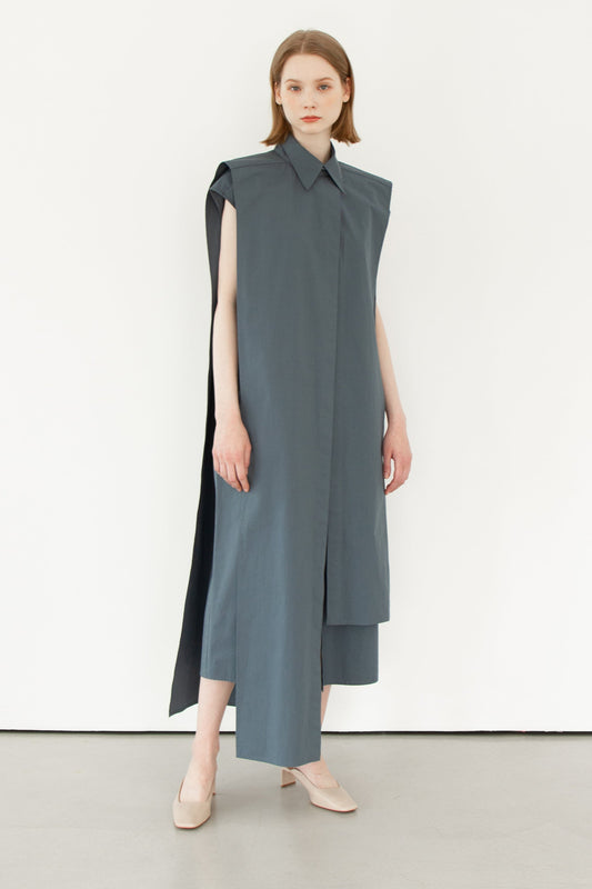 OCT31 PANEL SLEEVELESS SHIRT DRESS