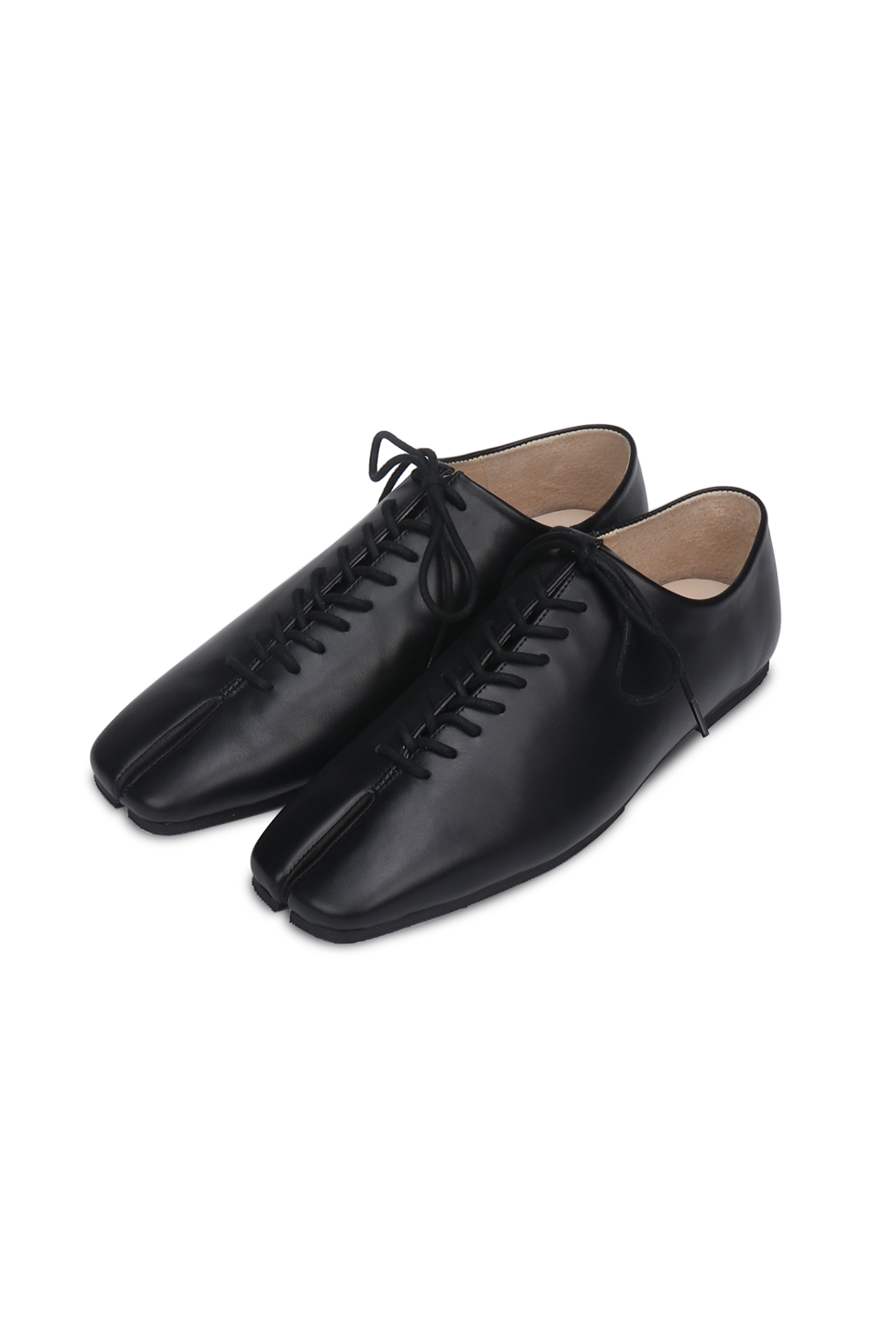 RONIN BLACK LACE UP LEATHER FLATS
