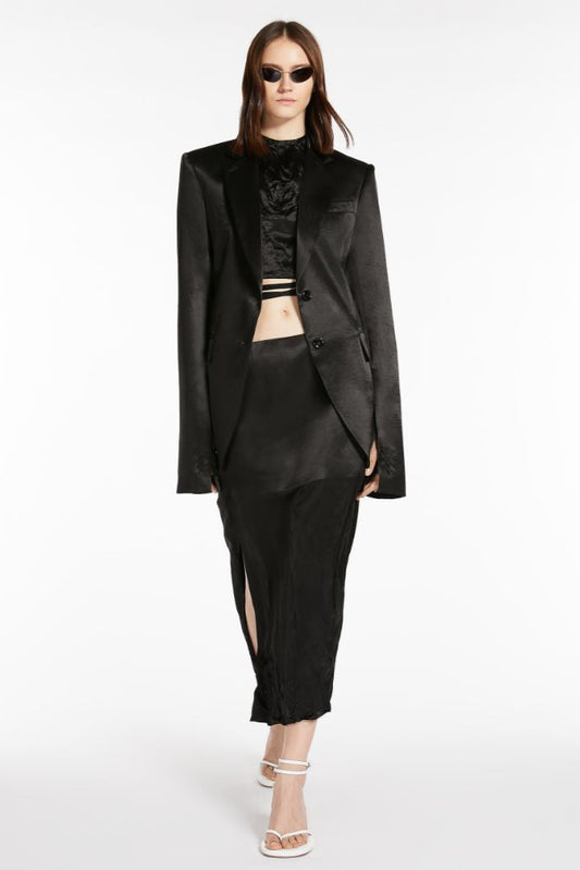 SPORTMAX CRINKLE-LOOK CALF-LENGTH SKIRT