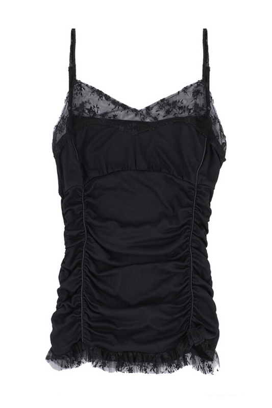 BAMBOO LACE SLEEVELESS TOP BLACK