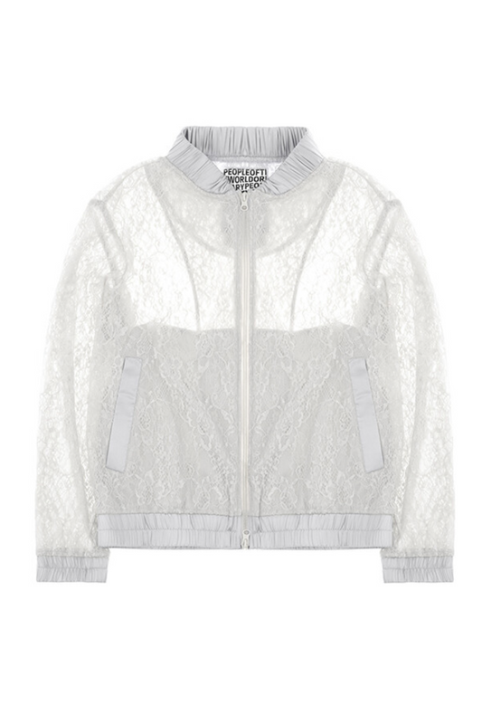 SHEER LACE BLOUSE JACKET WHITE