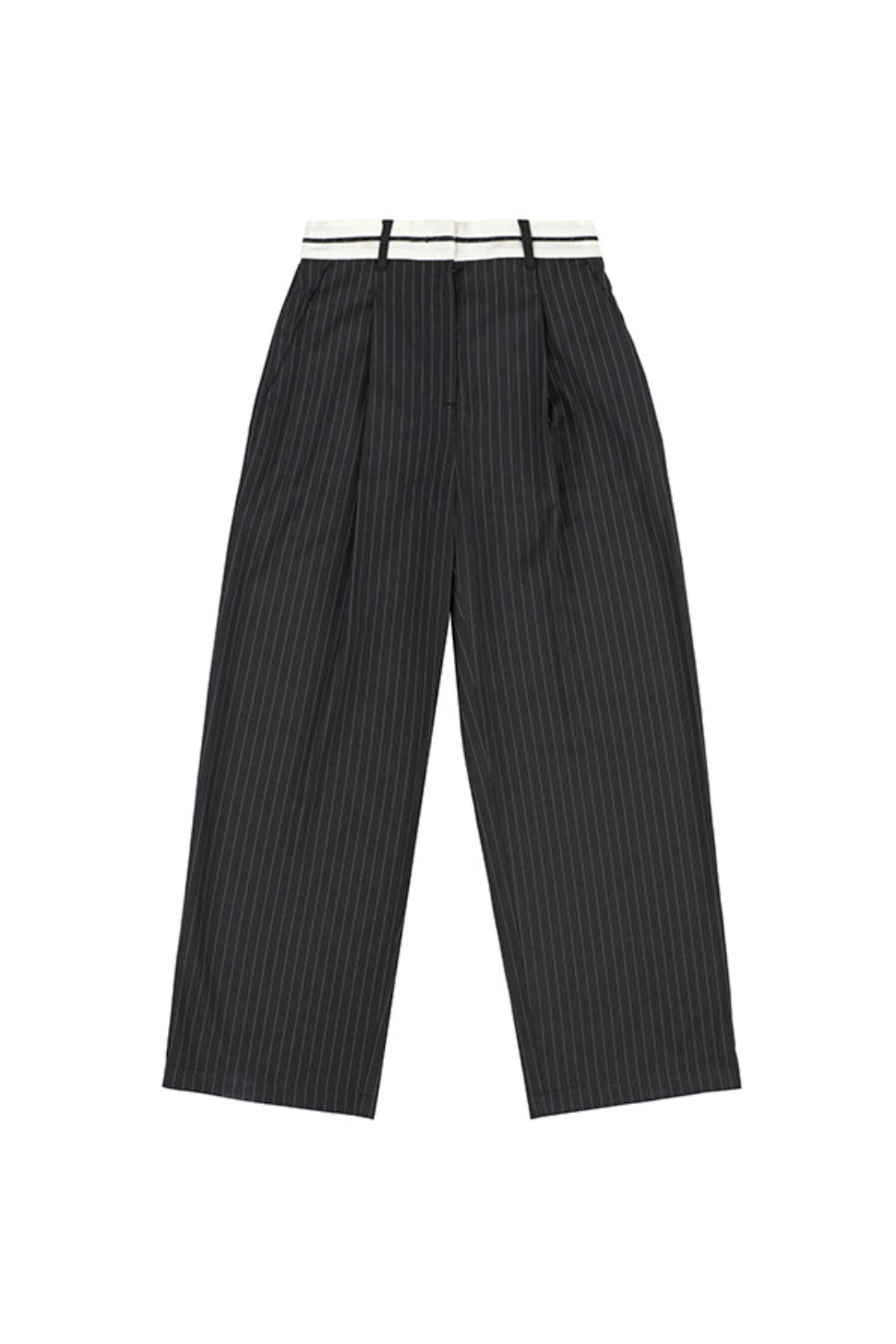 STRIPED WOOL BLEND PANTS