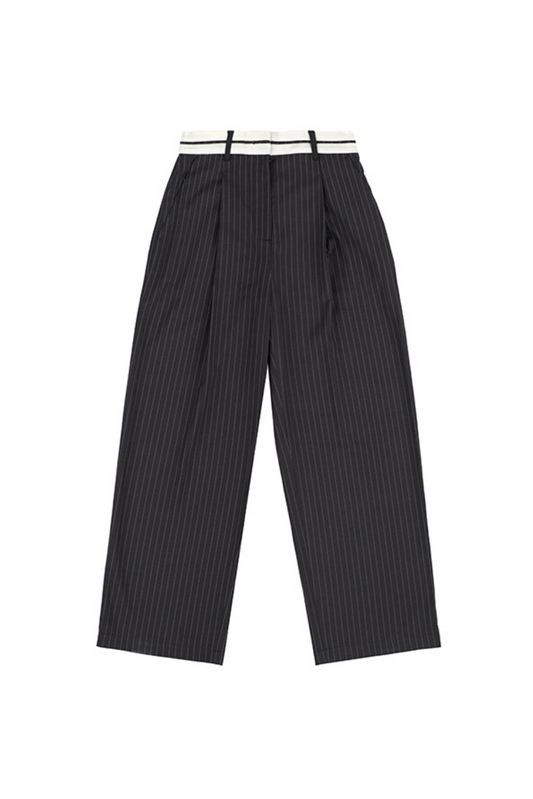 STRIPED WOOL BLEND PANTS