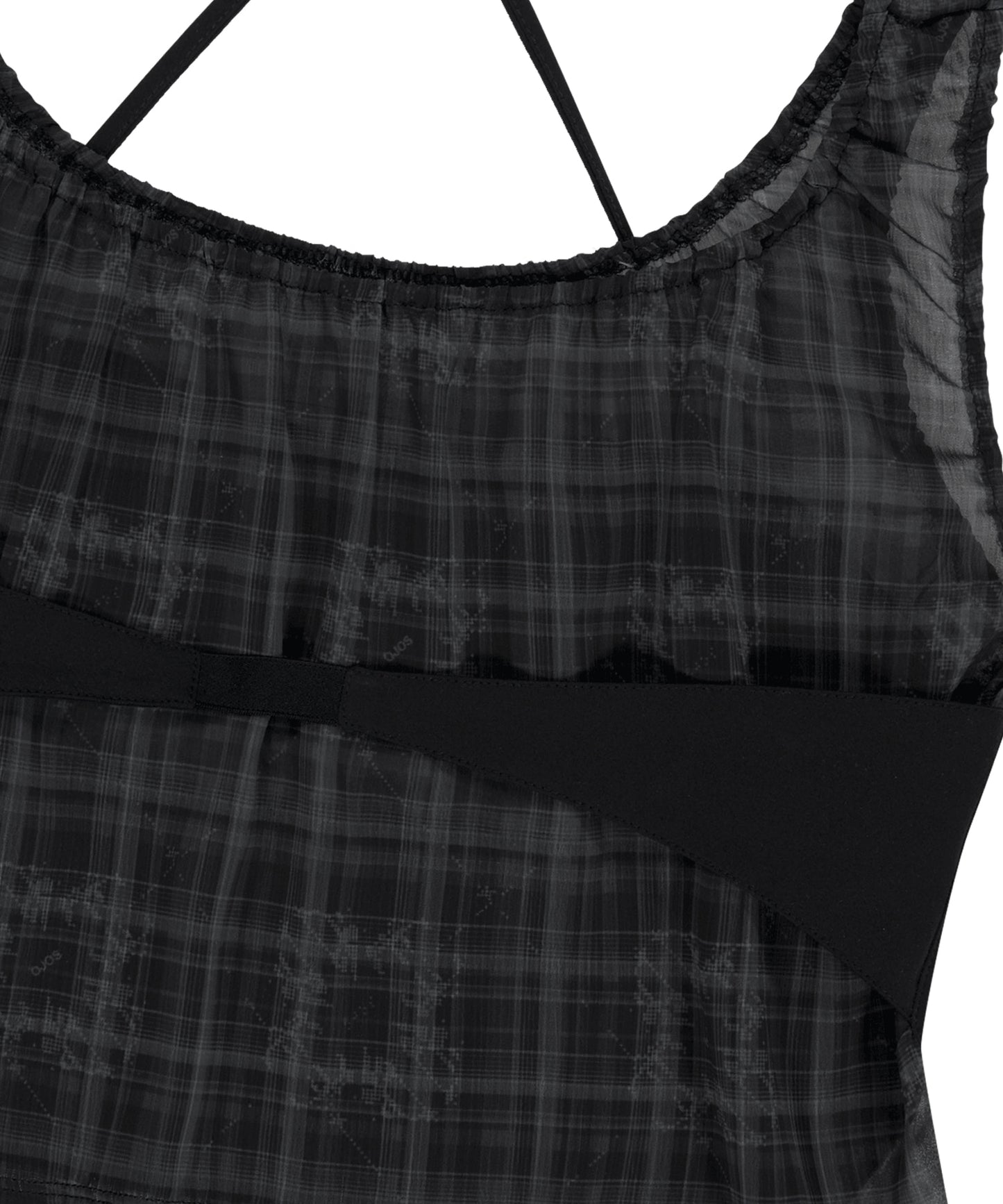 OJOS HALTER STRAP PLAID SLEEVELESS BLACK