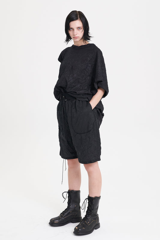 ASPARAGUS_PLEATS INSIDE OUT BAGGY SHORTS
