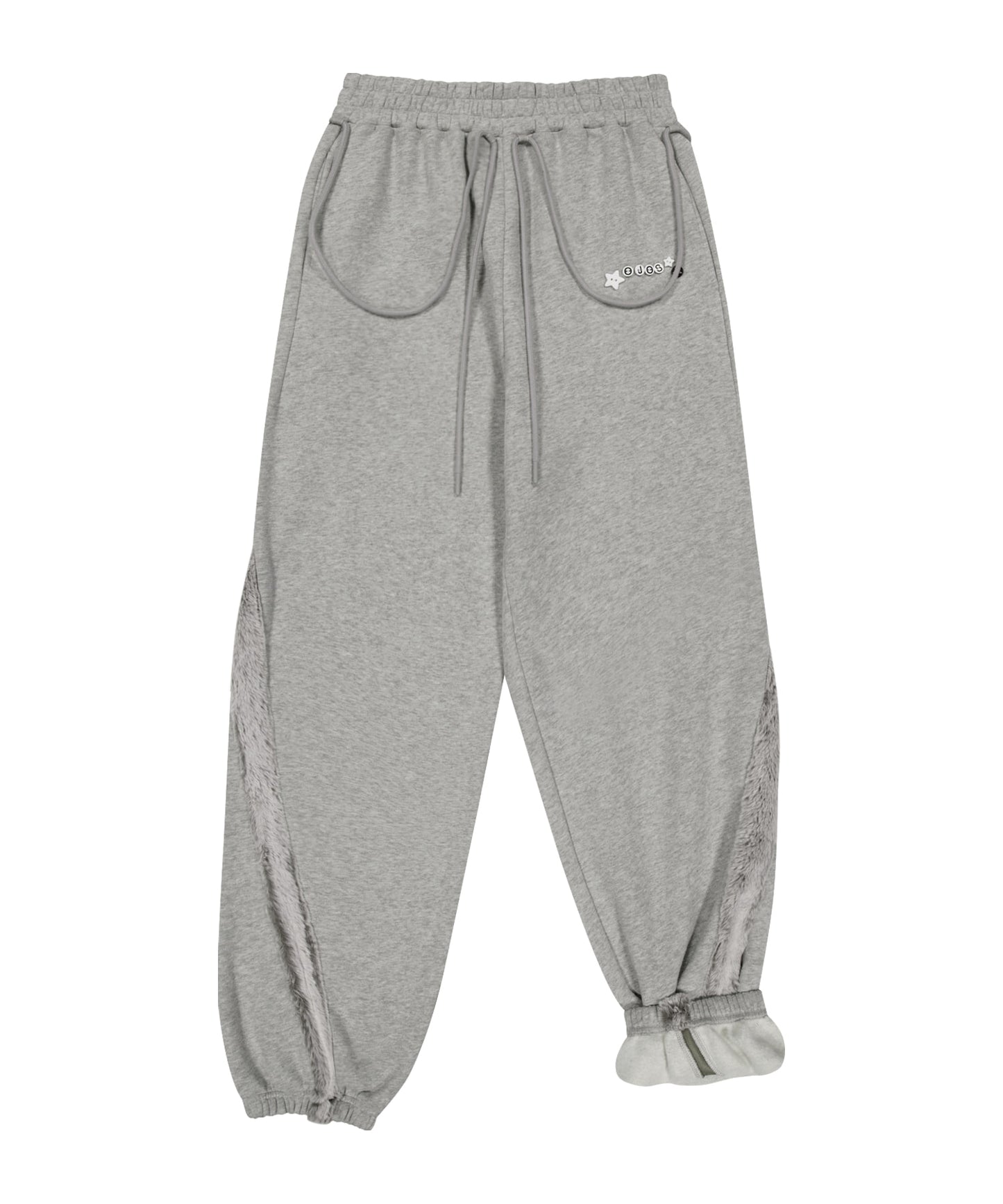 SIDE FUR TRIM SWEATPANTS - GREY