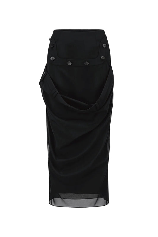 DETACHABLE DRAPED STRUCTURE MAXI SKIRT