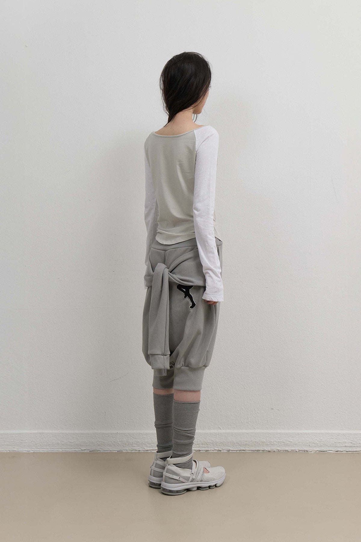 SLEEVE PUMPKIN PANTS - MINT GREY