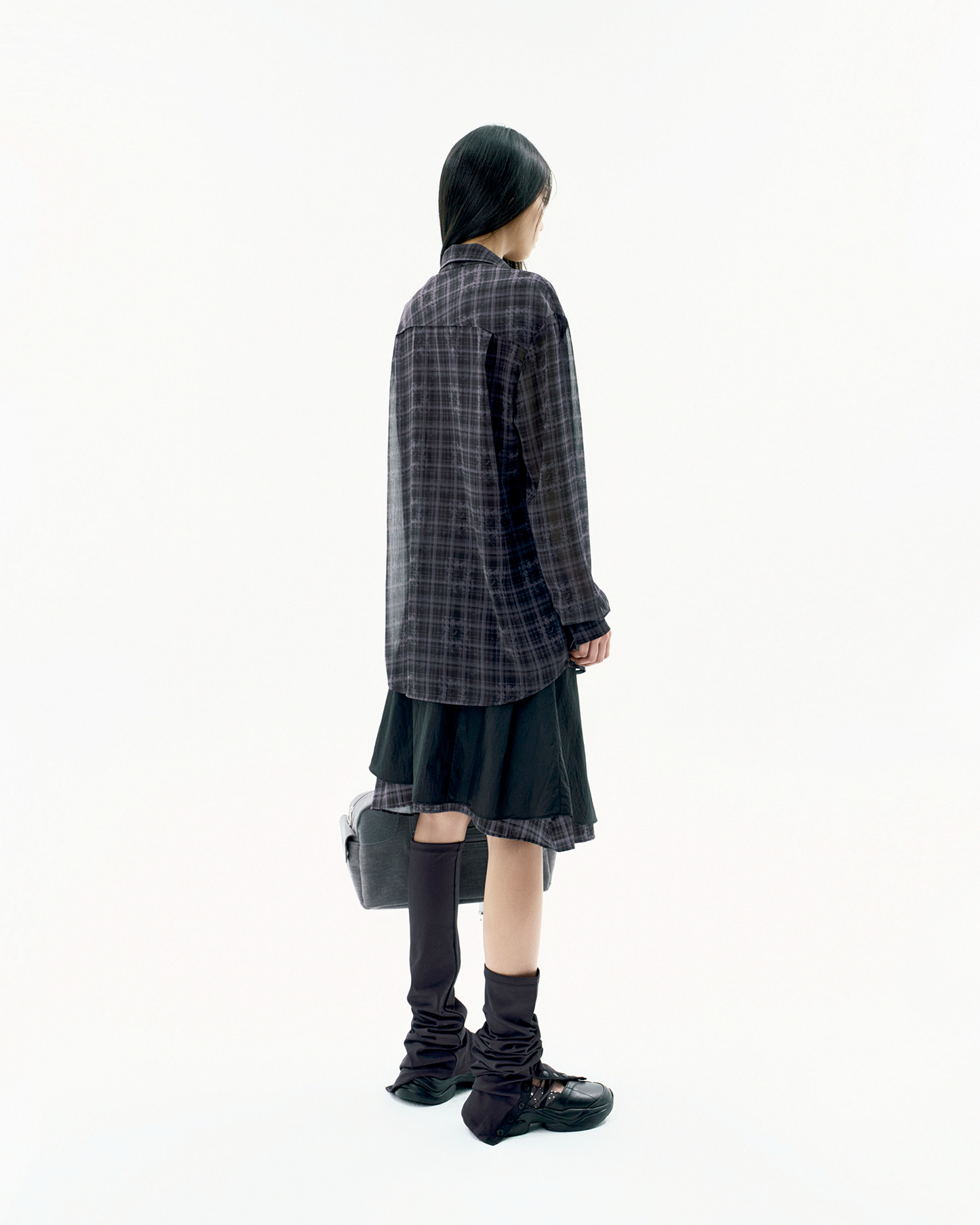 OJOS LAYERED STRAP FLARE SKIRT BLACK