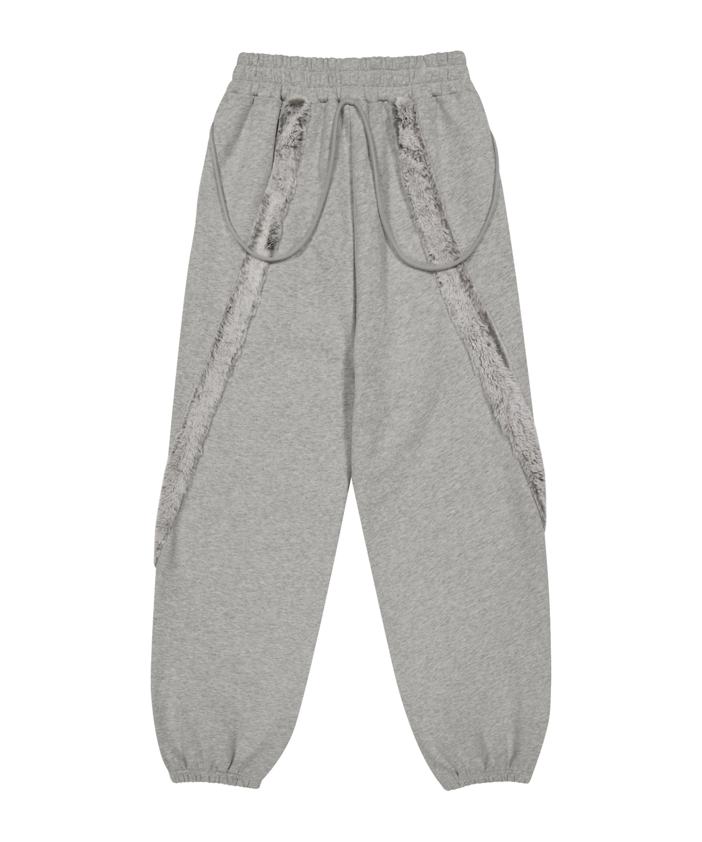 SIDE FUR TRIM SWEATPANTS - GREY